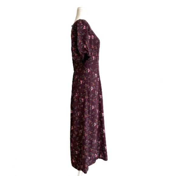 Old Navy Maxi Dress Purple Plum Floral Short Puff Sleeve Shift Dress Medium NEW - Picture 5 of 12